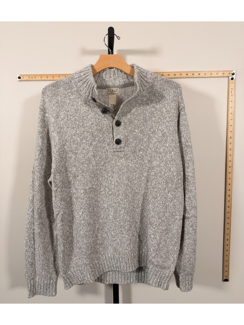 L.L. Bean 1/4 Button Sweater Men's Size XL Grey Heather